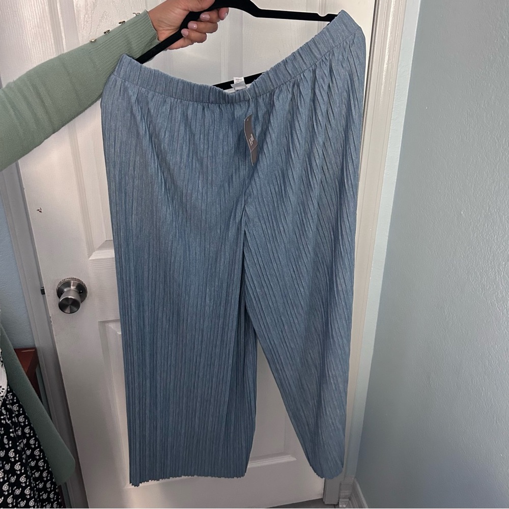 NWT J. Jill Blue Pleated Wide-Leg Pants